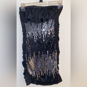 Strapless sequin dress